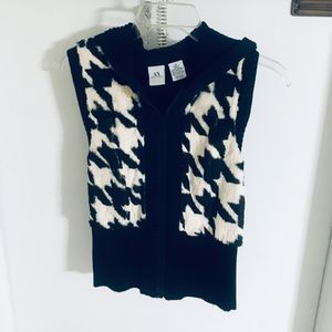 A/X Rabbit Hair, Houndstooth Black & White Vest